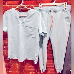 COPY - FIGS sky blue Scrub Top and Jogger set for women